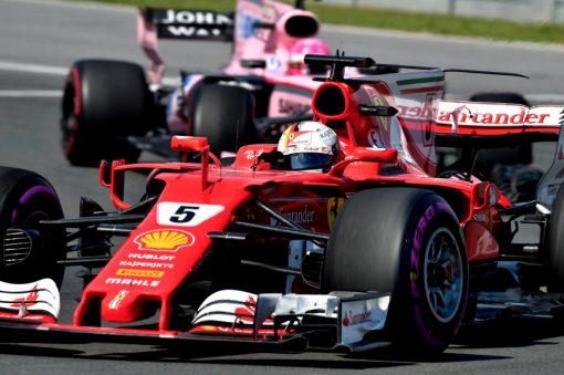 Foto Poster Sebastian Vettel tijdens de GP van Canada, F1 Ferrari Team 2017