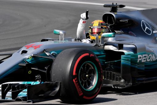 Foto Poster Lewis Hamilton tijdens de GP van Canada, F1 Mercedes Team 2017