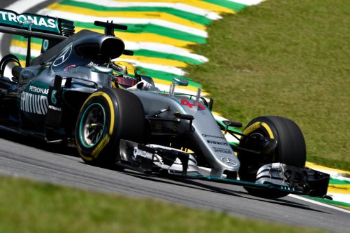 Foto Poster Lewis Hamilton tijdens de GP van Brazilie, F1 Mercedes Team 2016