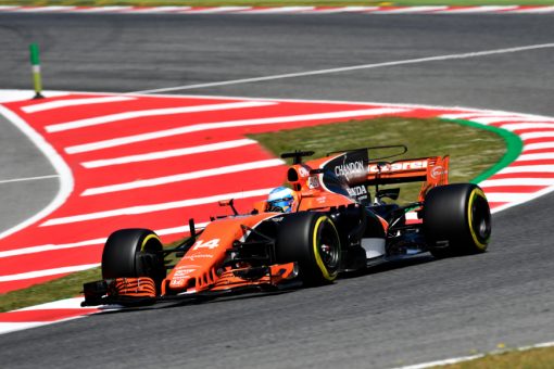 Foto Poster Fernando Alonso tijdens de GP van Spanje, F1 McLaren Team 2017