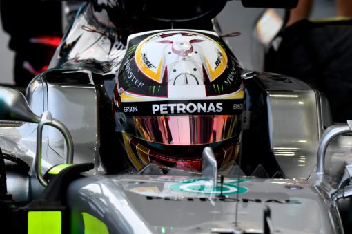 Foto Poster Lewis Hamilton tijdens de GP van Singapore, F1 Mercedes Team 2017