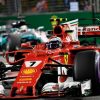 Foto Poster Kimi Raikkonen tijdens de GP van Singapore, F1 Ferrari Team 2017