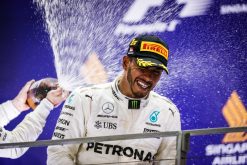 Foto Poster Lewis Hamilton tijdens de GP van Singapore, F1 Mercedes Team 2017