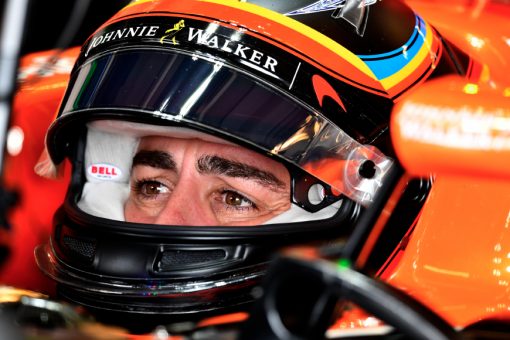 Foto Poster Fernando Alonso tijdens de GP van Amerika, F1 McLaren Team 2017