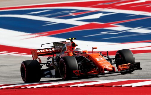 Foto Poster Stoffel Vandoorne tijdens de GP van Amerika, F1 McLaren Team 2017