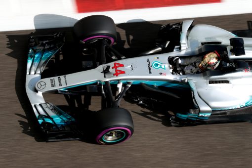 Foto Poster Lewis Hamilton tijdens de GP van Abu Dhabi, F1 Mercedes Team 2017
