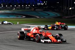 Foto Poster Kimi Raikkonen tijdens de GP van Abu Dhabi, F1 Ferrari Team 2017