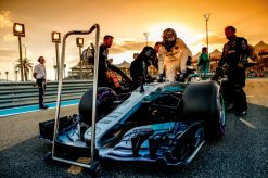 Foto Poster Valtteri Bottas tijdens de GP van Abu Dhabi, F1 Mercedes Team 2017