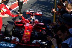Foto Poster Sebastian Vettel tijdens de GP van Australie, F1 Ferrari Team 2017