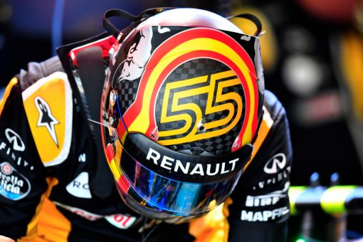 Foto Poster Carlos Sainz tijdens de GP van Mexico, F1 Renault Team 2017