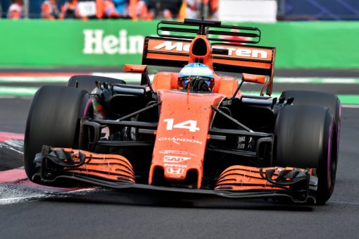 Foto Poster Fernando Alonso tijdens de GP van Mexico, F1 McLaren Team 2017