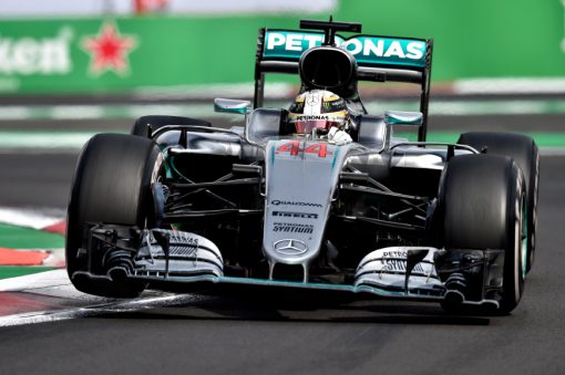 Foto Poster Lewis Hamilton tijdens de GP van Mexico, F1 Mercedes Team 2016