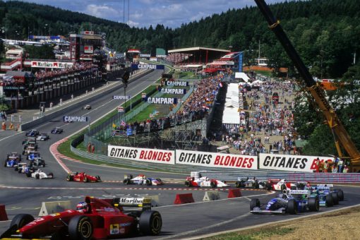 Foto Poster Jean Alesi Start tijdens de GP van Belgie, F1 Ferrari Team 1994