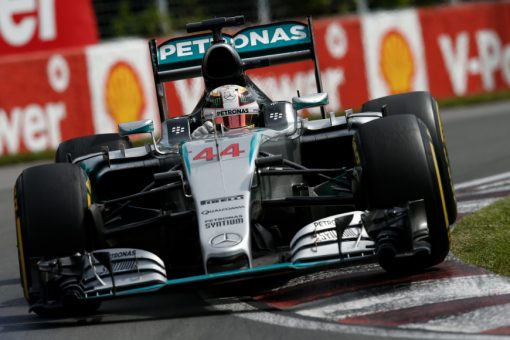 Foto Poster Lewis Hamilton tijdens de GP van Canada, F1 Mercedes Team 2015