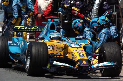 Foto Poster Fernando Alonso Pitstop tijdens de F1 Grand Prix Canada 2006