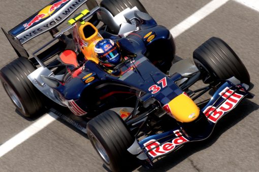 Foto Poster Robert Doornbos tijdens de GP van Spanje, F1 Red Bull Racing Team 2006