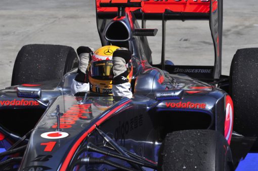 Foto Poster Lewis Hamilton tijdens de GP van Hongarije, F1 McLaren Team 2009