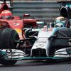 Foto Poster Lewis Hamilton tijdens de GP van Hongarije, F1 Mercedes Team 2014