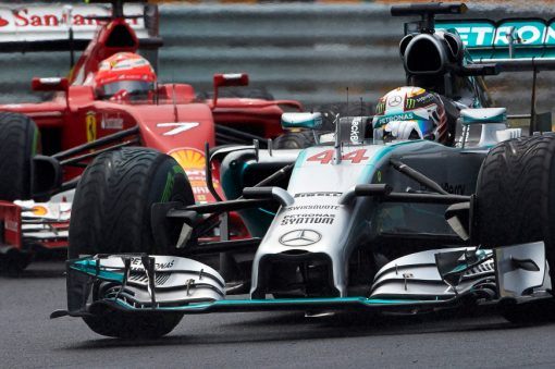 Foto Poster Lewis Hamilton tijdens de GP van Hongarije, F1 Mercedes Team 2014