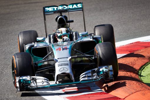 Foto Poster Lewis Hamilton tijdens de GP van Italie, F1 Mercedes Team 2014