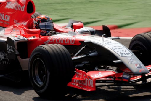 Foto Poster Christijan Albers in actie tijdens de GP van Italie, F1 Midland Team 2006