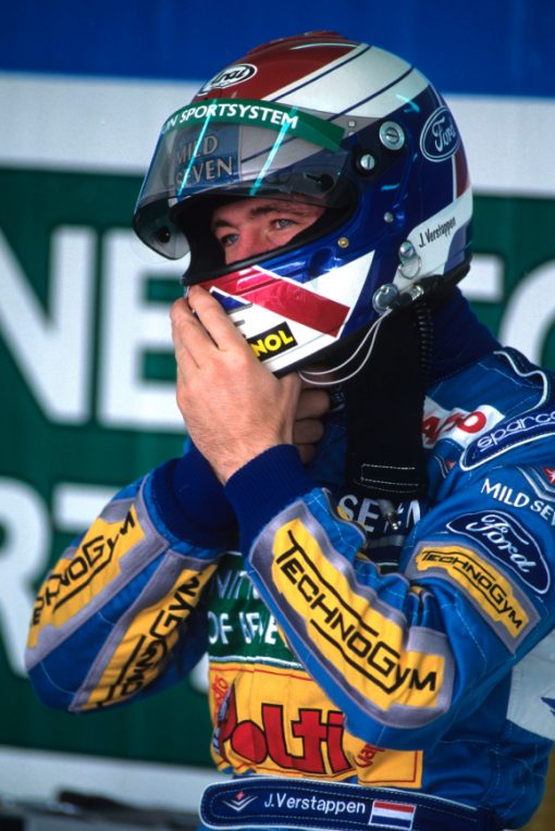 Foto Poster Jos Verstappen tijdens de GP van Brazilie, F1 Benetton Team 1994