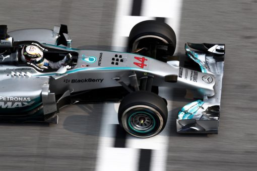Foto Poster Lewis Hamilton tijdens de GP van Maleisie, F1 Mercedes Team 2014
