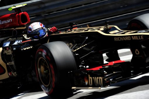 Foto Poster Romain Grosjean in actie tijdens de GP van Monaco, F1 Lotus Team 2013