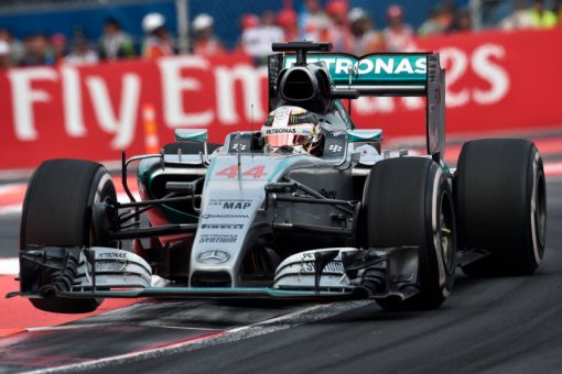 Foto Poster Lewis Hamilton tijdens de GP van Mexico, F1 Mercedes Team 2015