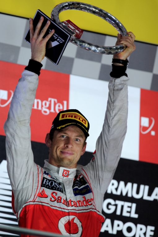 Foto Poster Jenson Button tijdens de GP van Singapore, F1 McLaren Team 2012