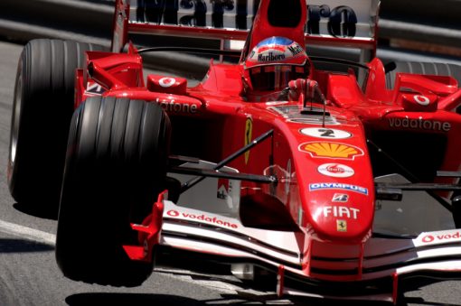 Foto Poster Rubens Barrichello in actie tijdens de GP van Monaco, F1 Ferrari Team 2005