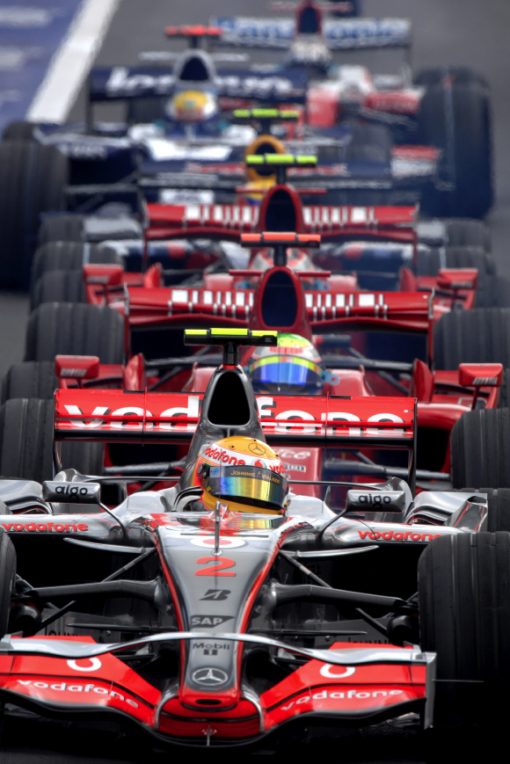 Foto Poster Lewis Hamilton tijdens de GP van Belgie, F1 McLaren Team 2007