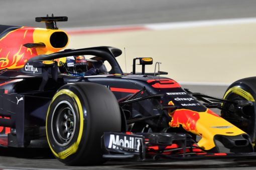 Daniel Ricciardo - Red Bull Racing in actie tijdens de GP van Bahrein, Formule 1 Seizoen 2018