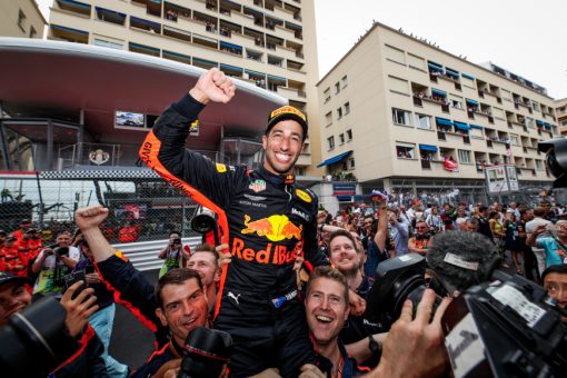 Daniel Ricciardo - Red Bull Racing viert zijn overwinning van de GP van Monaco - Monte Carlo Formule 1 Seizoen 2018