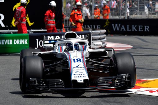 Lance Stroll - Williams in Actie tijdens de GP van Monaco - Monte Carlo Formule 1 Seizoen 2018